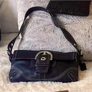Black leather coach handbag